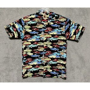 Vntg Max Boxxer Route 66 Roadside Diner 100% Cotton USA Aloha Beach Camp Shirt L